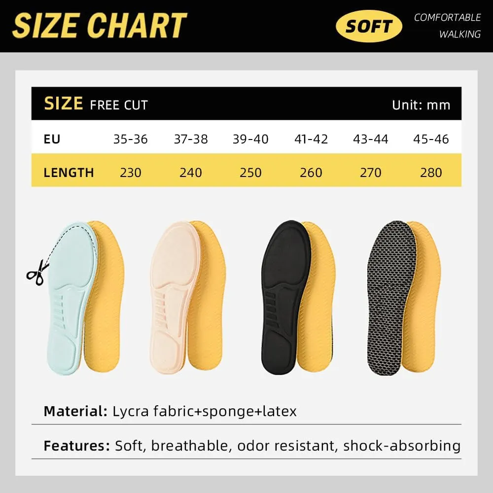 XINIFOOT 3 Pairs 3D Sponge Shoe Insoles for Men and Women, Replacement Insoles for Work Boots Running Shoes, Cushion Shock Absorbing for Foot Pain Relief, Comfort Breathable Inner Soles