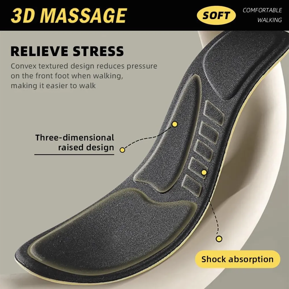 XINIFOOT 3 Pairs 3D Sponge Shoe Insoles for Men and Women, Replacement Insoles for Work Boots Running Shoes, Cushion Shock Absorbing for Foot Pain Relief, Comfort Breathable Inner Soles