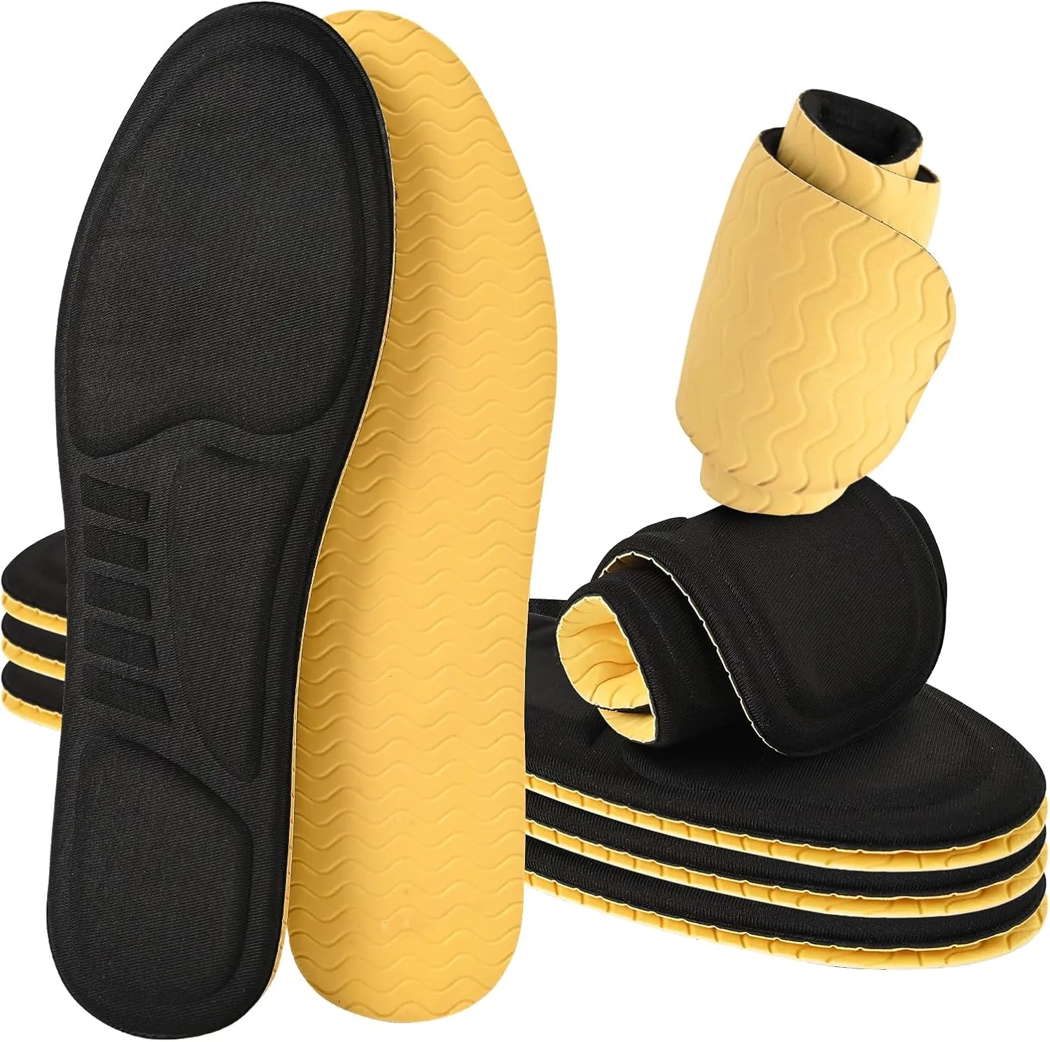 XINIFOOT 3 Pairs 3D Sponge Shoe Insoles for Men and Women, Replacement Insoles for Work Boots Running Shoes, Cushion Shock Absorbing for Foot Pain Relief, Comfort Breathable Inner Soles