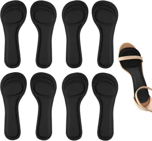 XINIFOOT 4 Pairs High Heel Inserts Women, 3/4 Length Women Thin Shoe Insoles for High Heels, Pumps, Open Toes, Flats, and Sandals, Cushion for Heel and Ball of The Foot, Shock Absorption (Black)
