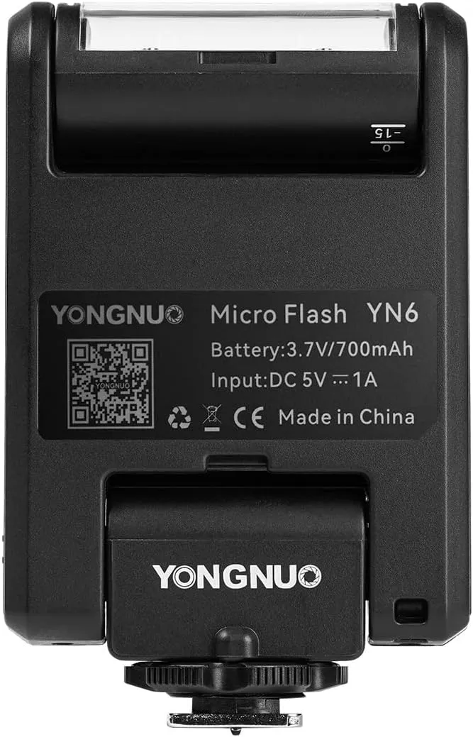 YONGNUO YN6 Manual Mini Standard Hot Shoe Flash, Typc C Charging Interface on Camera Flash Speedlite with Built-in Li Battery for Canon Nikon Pentax Olympus Fuji DSLR Cameras