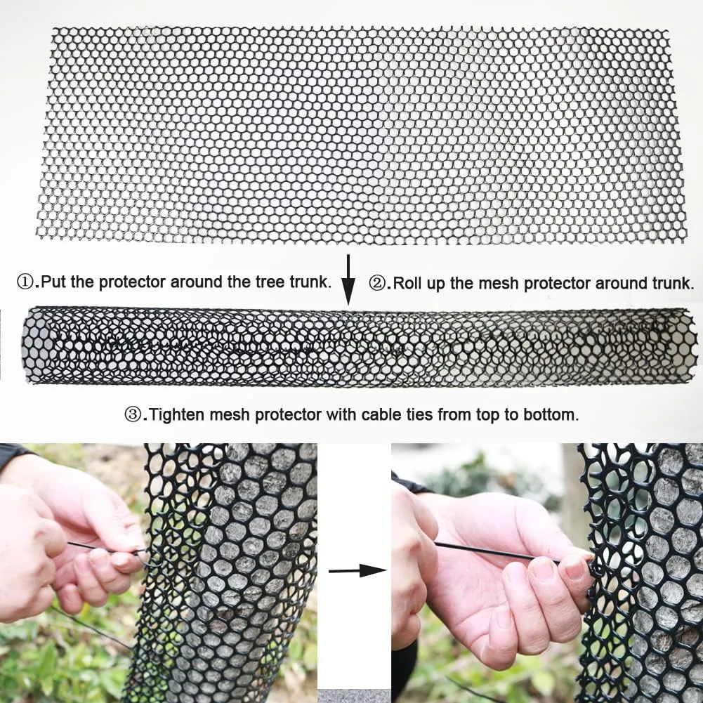 Yowlieu Mesh Tree Trunk Protectors, 6 Pack 40 Inches Tree Bark Protector Guard with Zip Ties Protect Tree from Deer Mowers Trimmers Rodents