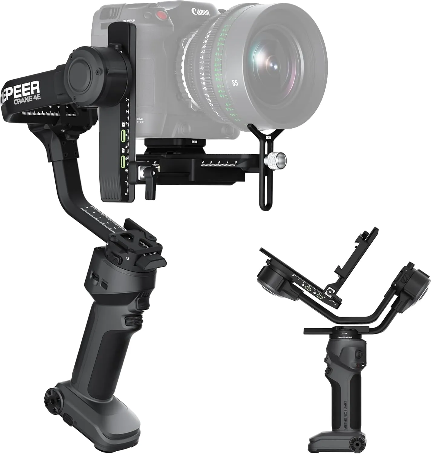 ZHIYUN Crane 4E [Official] 3-Axis Camera Stabilizer for DSLR and Mirrorless Cameras, Gimbal Stabilizer Compatible with Canon/Nikon/Sony, Native Vertical Shooting, Bluetooth Shutter Control, Dark Gray