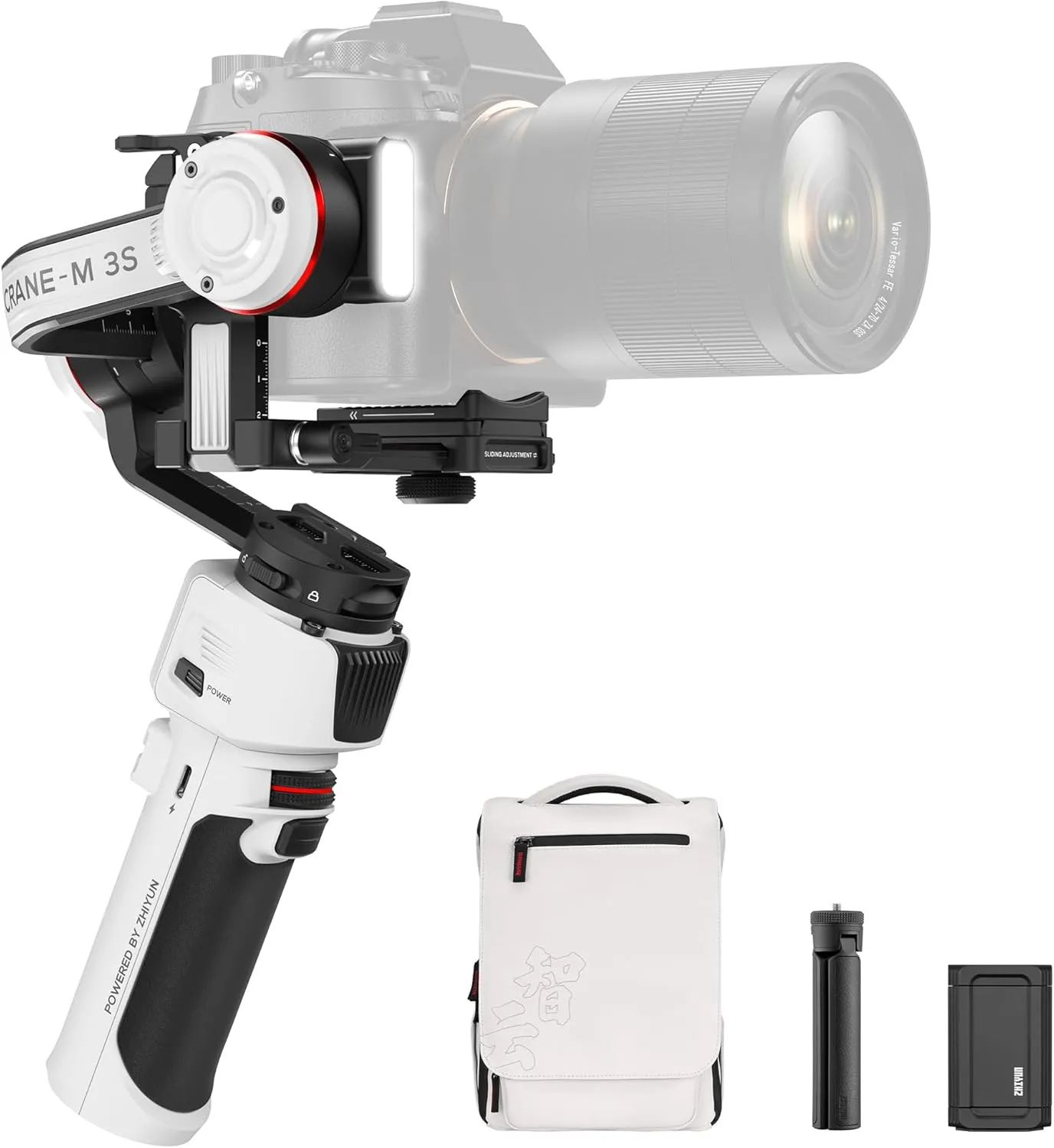 ZHIYUN Crane M3S Combo [Office], 3-Axis Lightweight Camera Gimbal Stabilizer, Bluetooth Control, Fill Light, Phone Clamp and Backpack, Handheld Gimbal for Mirrorless, Smartphone, Action Camera