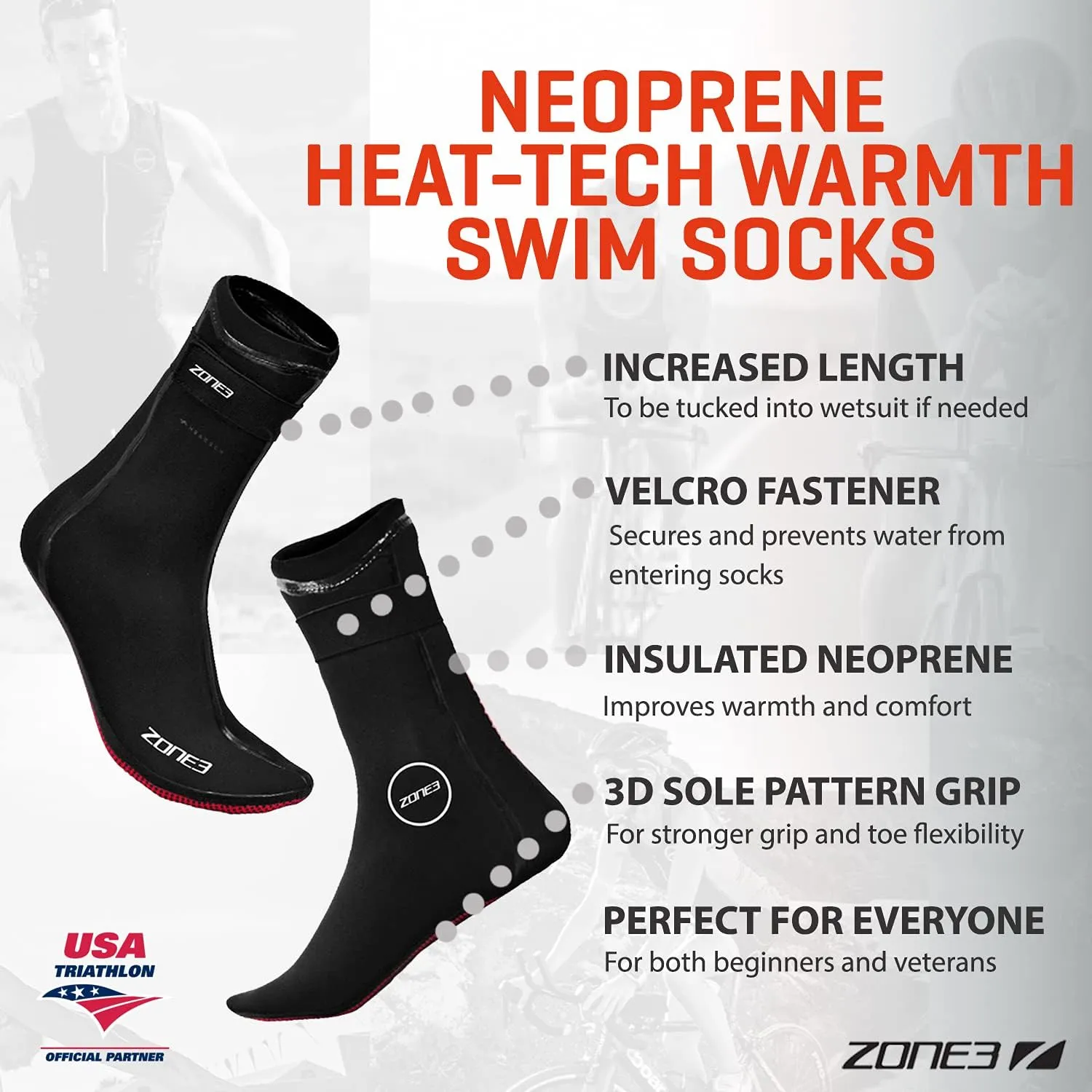 ZONE3 Neoprene Heat-Tech Warmth Swim Socks for Men/Women Open Water Swimming, Diving, Snokeling Thermal Wetsuit Socks