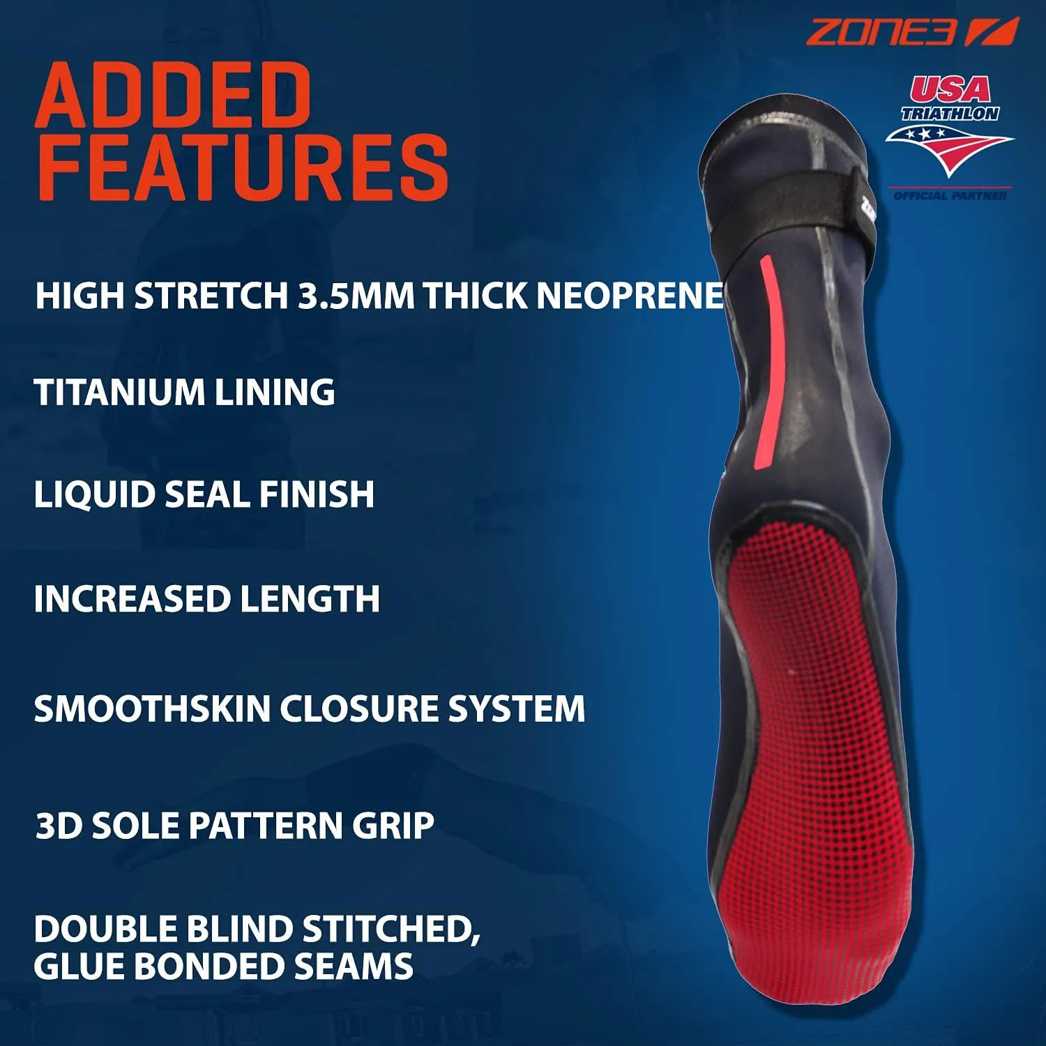 ZONE3 Neoprene Heat-Tech Warmth Swim Socks for Men/Women Open Water Swimming, Diving, Snokeling Thermal Wetsuit Socks