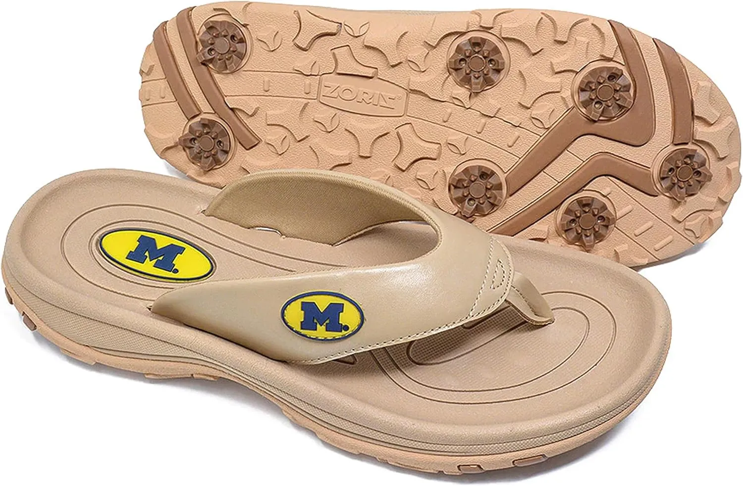 ZORIZ Collegiate Series Golf Sandals for Women and Men, Thong Flip Flops With Removable Spikes, Golf Footwear With Deeper Heel Cup and Higher Sidewalls